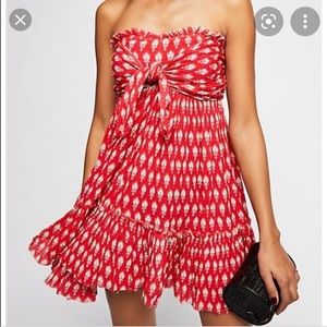 Free People Red Strapless Dress
